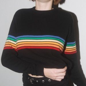 Black Brandy Melville Sweater w/ Rainbow Stripes